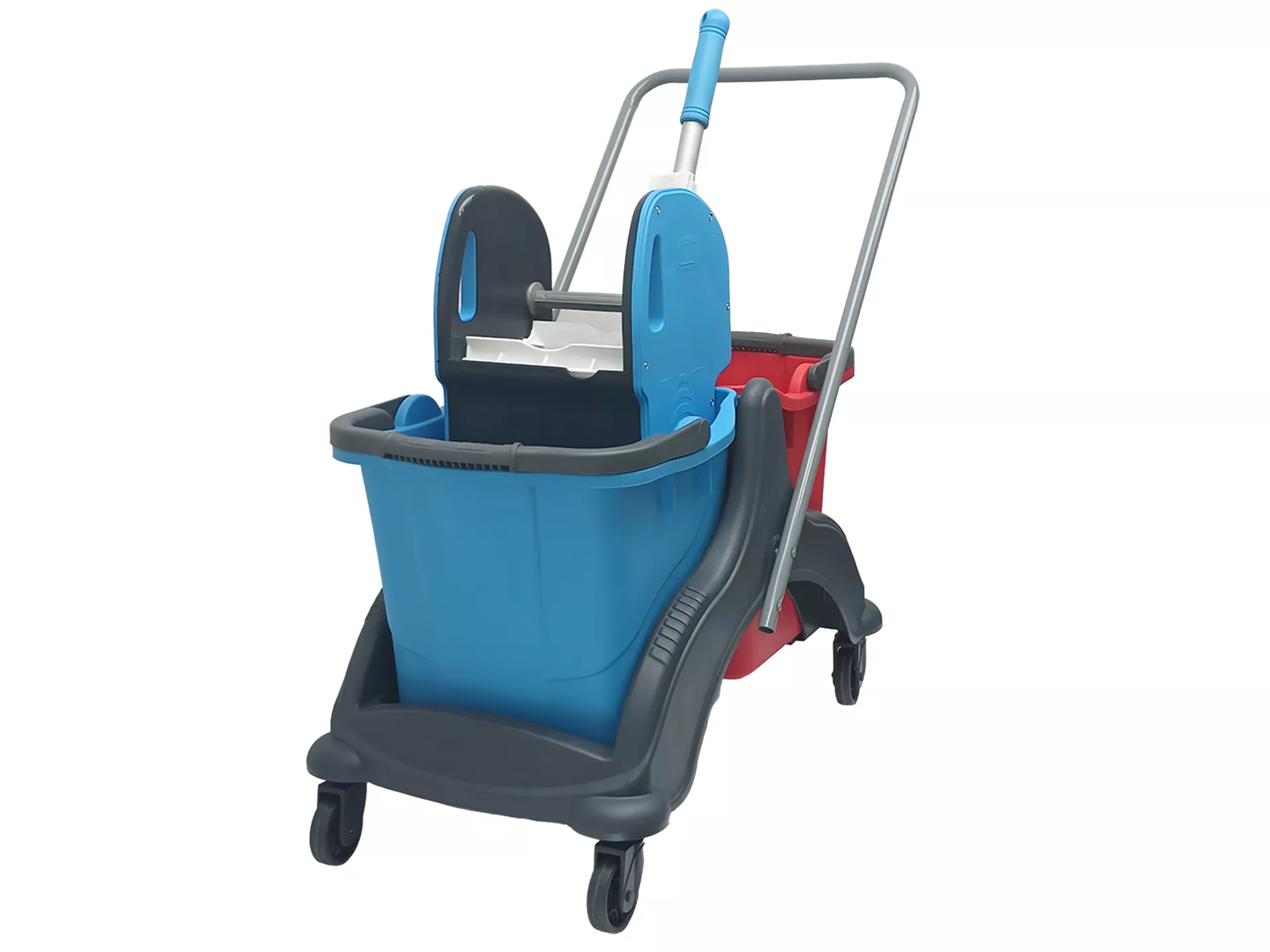 MİNOZA TEMİZLİK SETİ ÇİFT KOVALI PLASTİK PRESLİ SEPETLİ