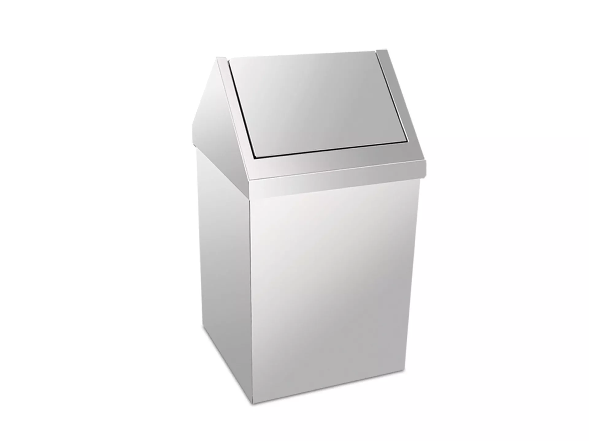 Krom Çatı Kapaklı Çöp Kovası 54 Lt
